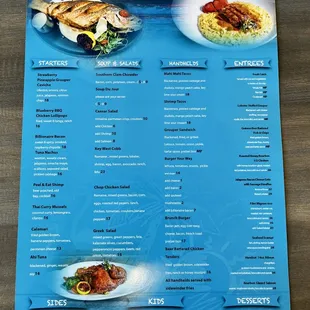 Kenny&apos;s Dinner Menu