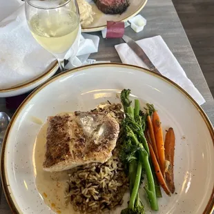 Top is Rare Prime Rib and lower Black Grouper.