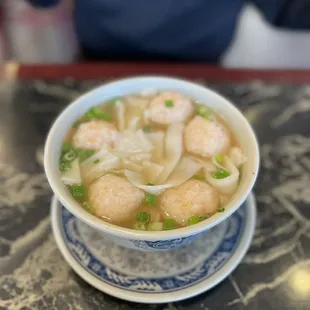 Shrimp ball noodle soup