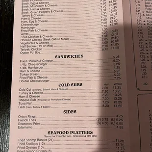 New menu prices May 2022