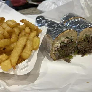 SMALL FRIES | FULL SIZE HOUSE STEAK SUB (without onions). yummy.