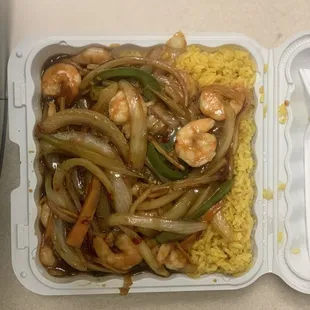 two take out containers of food