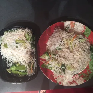 Two meals from one order of Vegetable Mei Fun