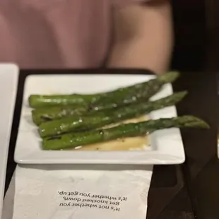 Wood grilled asparagus
