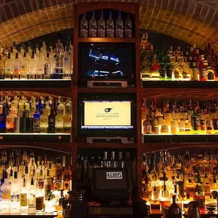 shelves of liquor