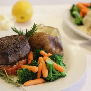 Geno's Steakhouse Special: Filet Mignon with your choice of potato and chef's vegetables