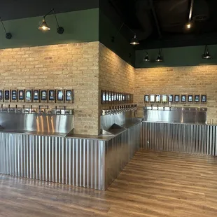 They have 45 self-serve taps (ten not shown in this photo) offering beer, wine, hard cider, hard seltzer, and even margarita!