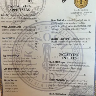 The menu as of June 19, 2023.