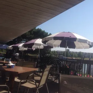 tables and umbrellas