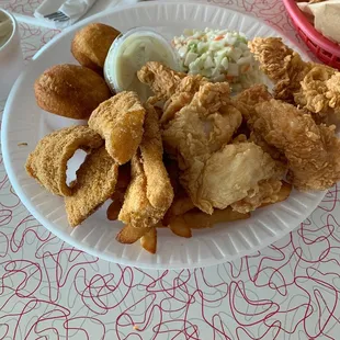Combo plate. Pollock and chicken strips. Let's eat!