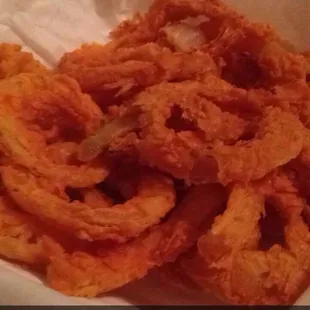 Homemade onion rings.  Not greasy and very delicious