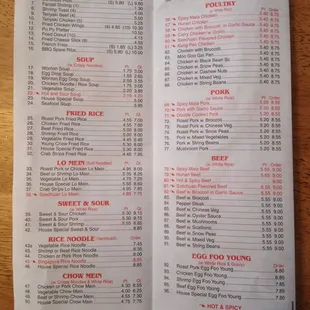 the menu