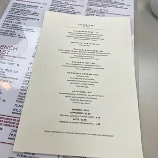 Menu at the bar