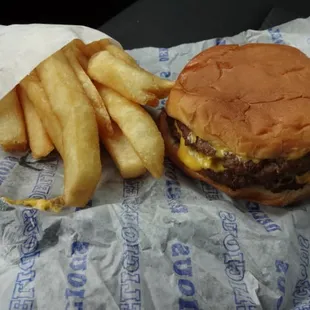 A tasty Deluxe Cheeseburger &amp; thick-cut French fries, at Ken&apos;s Fast Foods in Fayetteville, TN.