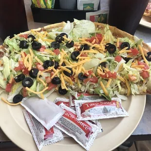 a plate of taco salad