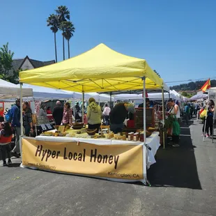 Farmers market. Cool honey stand with actual beehive!!!