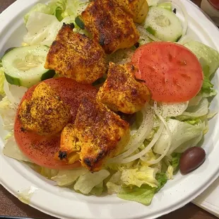 Chicken Kabob + Lettuce (charged extra $$$ for lettuce)