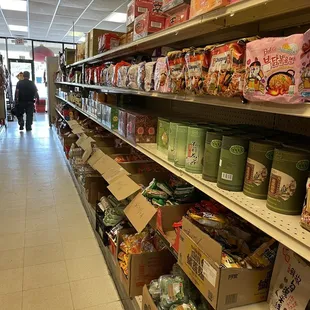 shelves of food and snacks