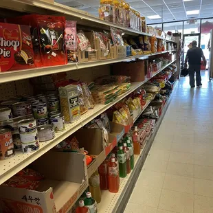 shelves of food and beverages