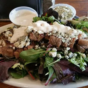 Steak n' Bleu Salad, holding the onions, tomatoes and cucumber.
