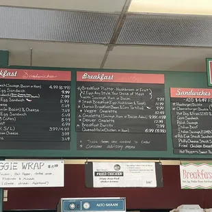 Current menu prices