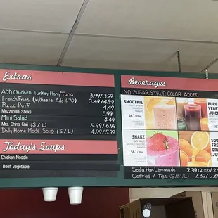 Current menu prices