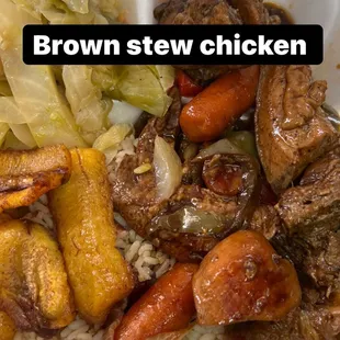 Brown stew chicken dinner