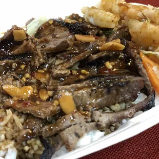 Hot Beef &amp; Shrimp with Steamed Rice