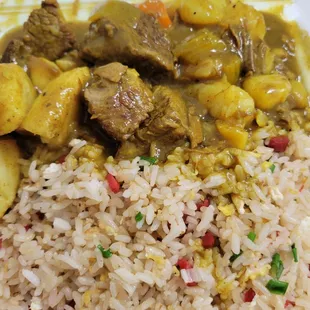 Curry beef with fried rice