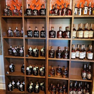 a display of various types of bourbon