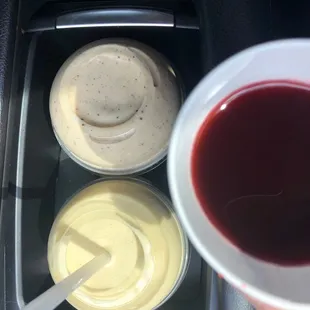 Skittles tea , cookie dough, and banana pudding!! Getting our essential vitamins &amp; minerals