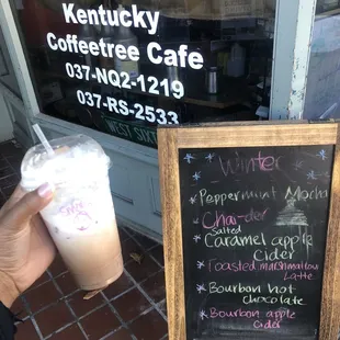 Storefront with a s'mores latte