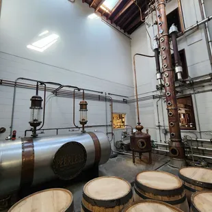 barrels in a brewery