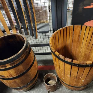 Toasted barrel next to virgin barrel