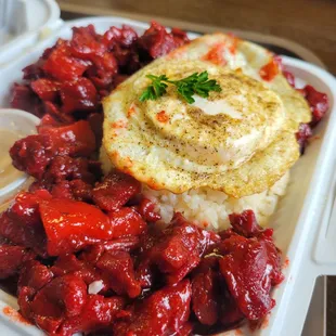 Tosilog (sweet pork with garlic fried rice and egg) A beautiful presentation