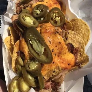 Pulled Pork nachos with added pickled Jalapeños.....amaze balls!!!!
