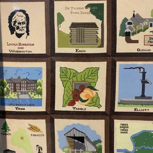 Capturing a few if the needlepoint panels depicting Kentucky counties.