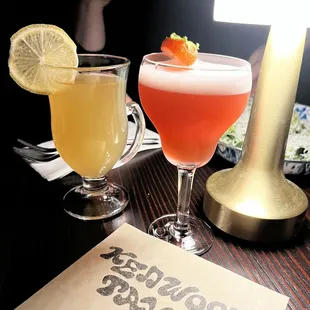 Strawberry pisco, tavern toddy