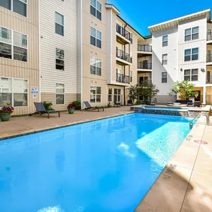 Pool with hot tub