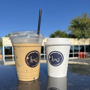 Iced and hot lattes