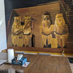 Pretty cool Egyptian pharaohs looking over you while you eat