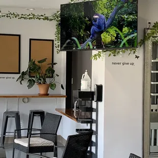 Cute seating area and mounted tv