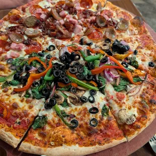 Half and half pizza.