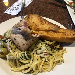 Tuscan pasta with a ahi tuna.