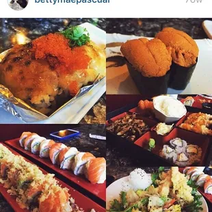 Bay Island Roll(Scallops), Uni (my fav), Mango crunch, 49er (i think) and Bento