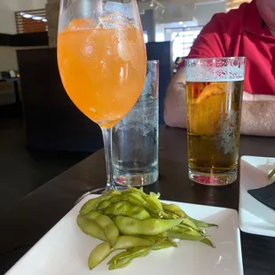 Yummy special drink called Eastern Sunrise and Sapporo beer and oops I ate all the edamame before I took the pic, sry