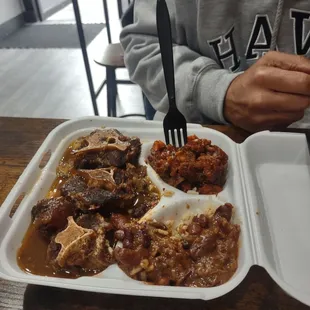 Ox tails, red beans n rice, candied yams