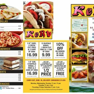 the menu of the restaurant