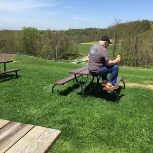 Tables outside to sit and enjoy the day.