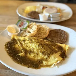 Chicken verde omelet